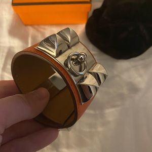 Hermes Collier de Chien bracelet. Orange. Sz S. Retails $1,125
